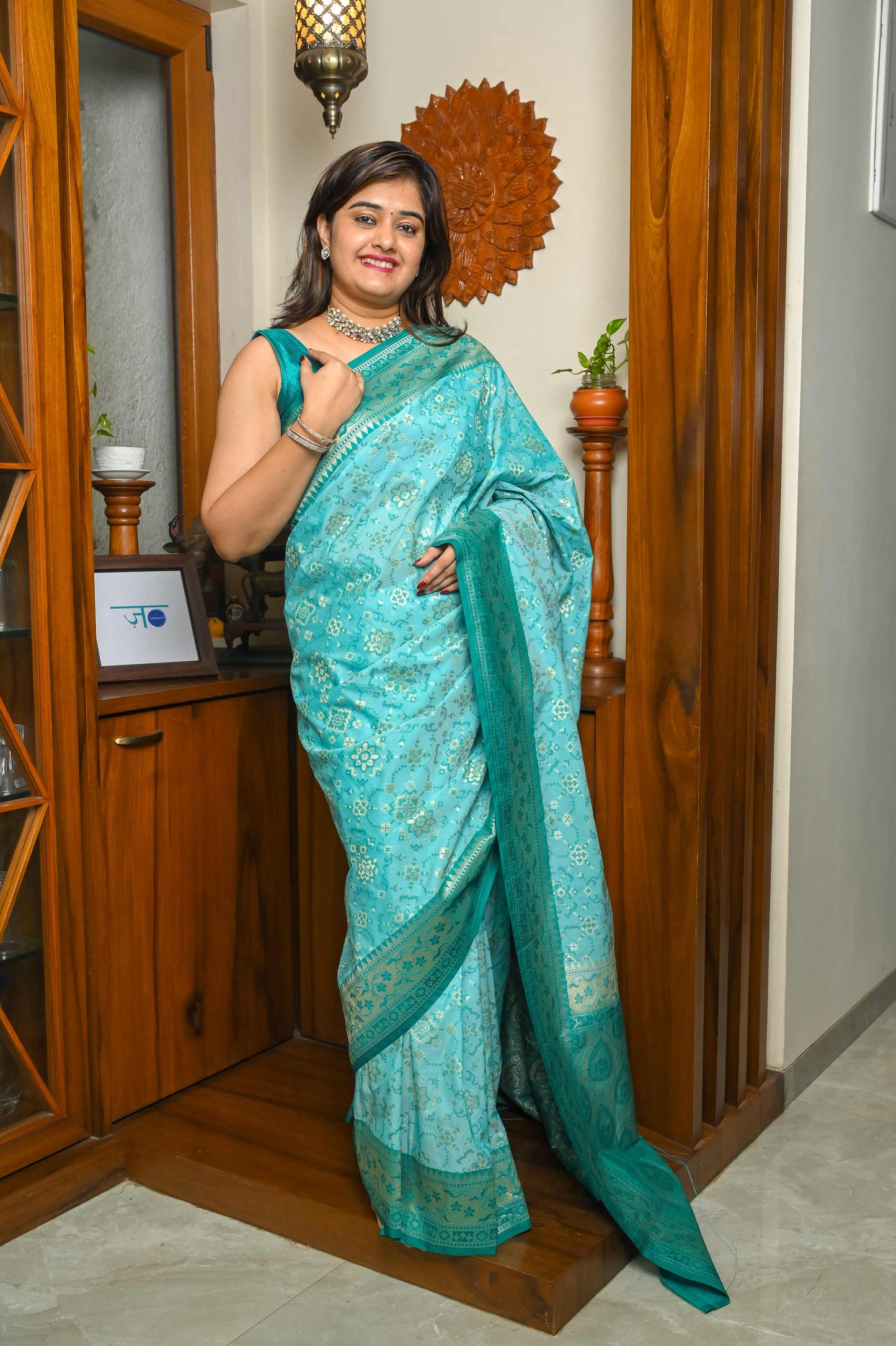 Sea Green & Green Katan Georgette Banarasi Saree