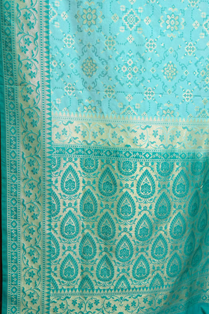Sea Green & Green Katan Georgette Banarasi Saree
