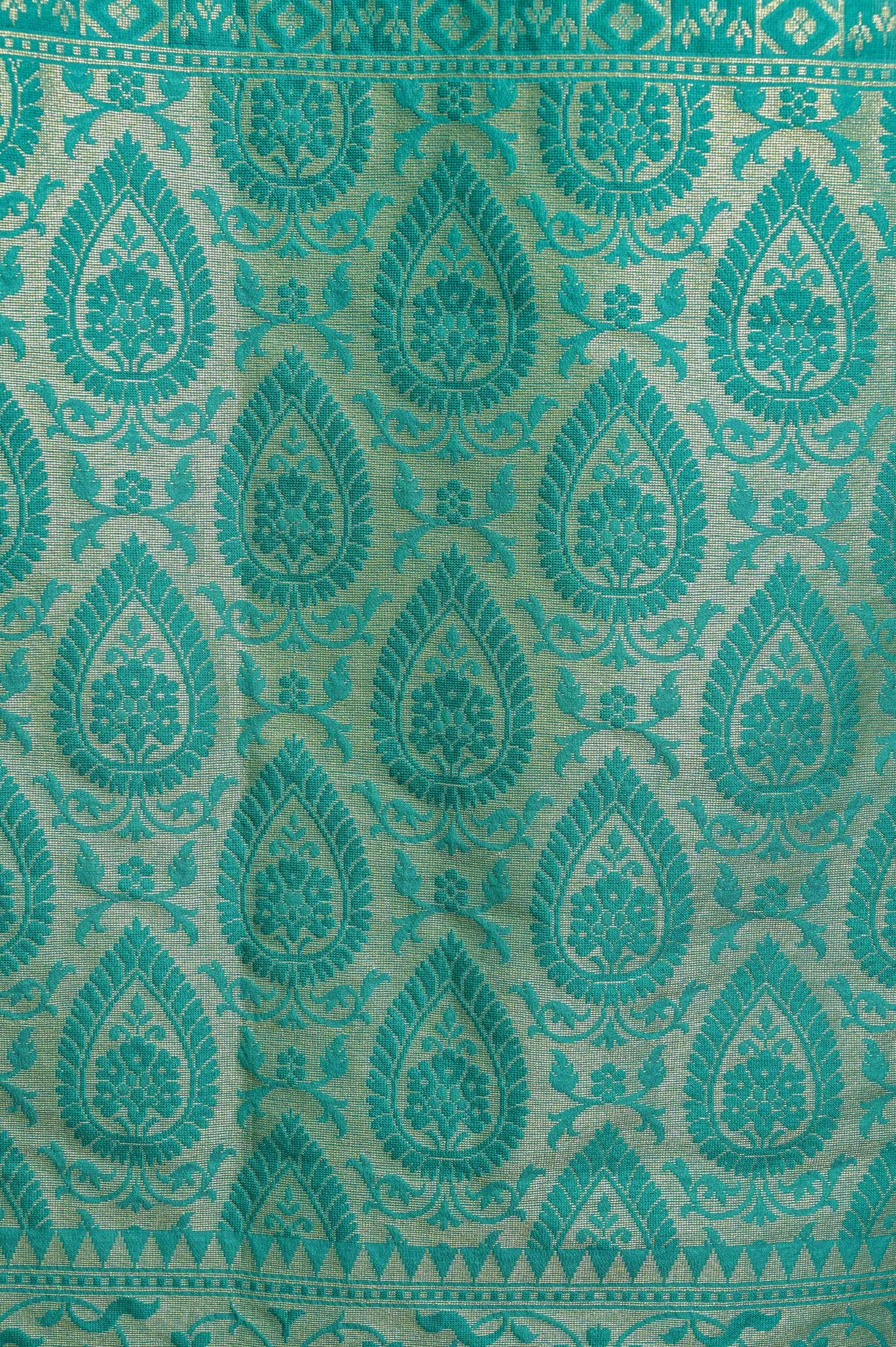 Sea Green & Green Katan Georgette Banarasi Saree