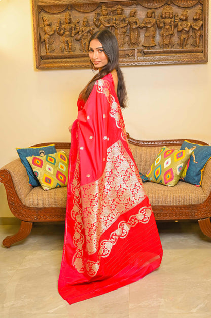 Fuschia Pink Handcrafted Silk Saree