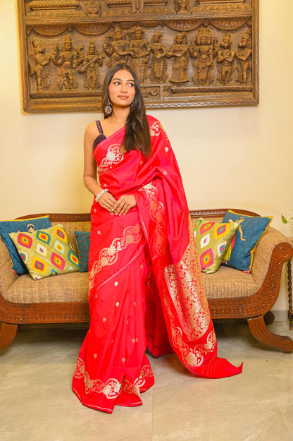 Fuschia Pink Handcrafted Silk Saree