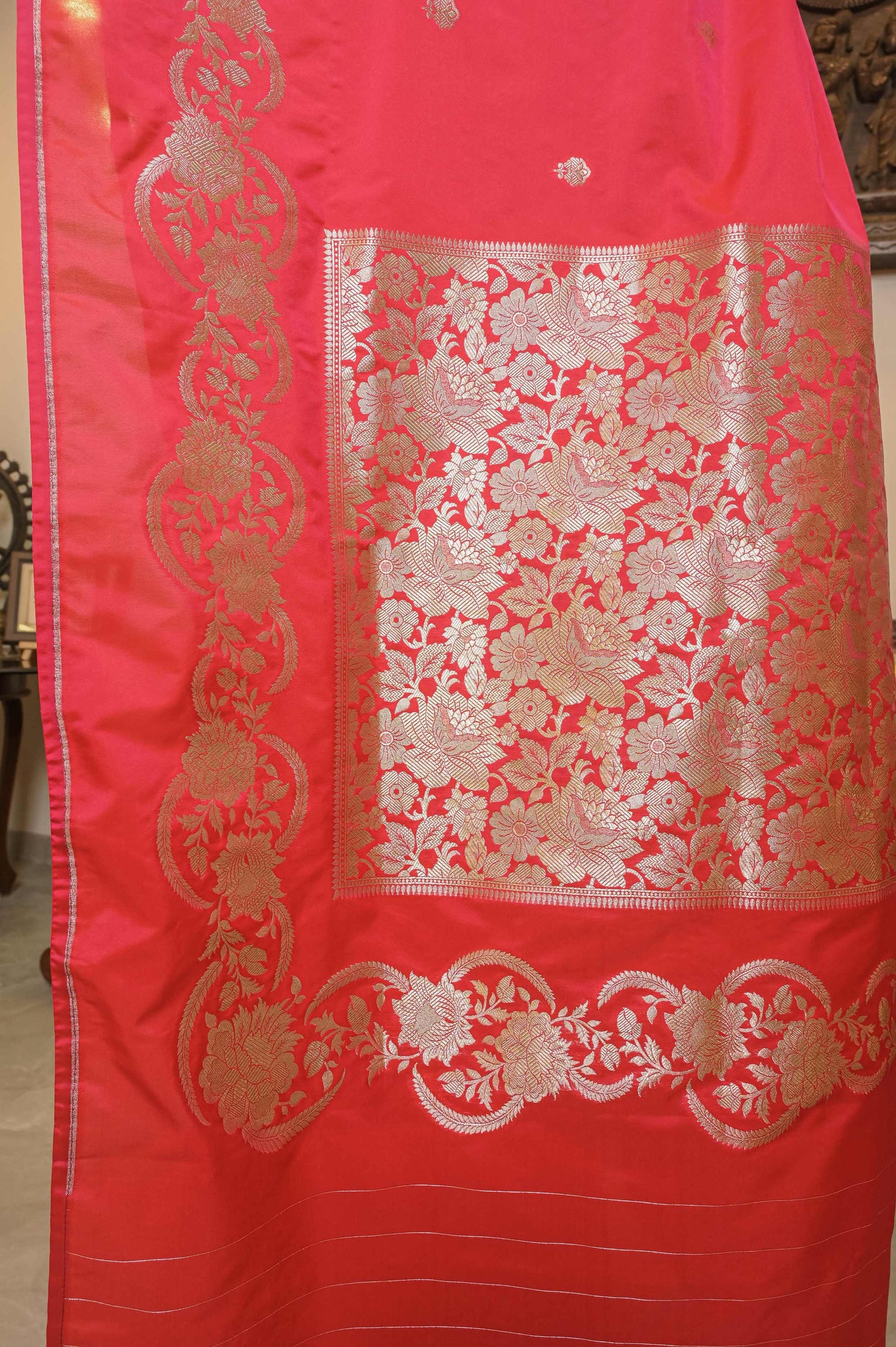 Fuschia Pink Handcrafted Silk Saree