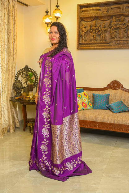 Purple Handcrafted Silk Saree