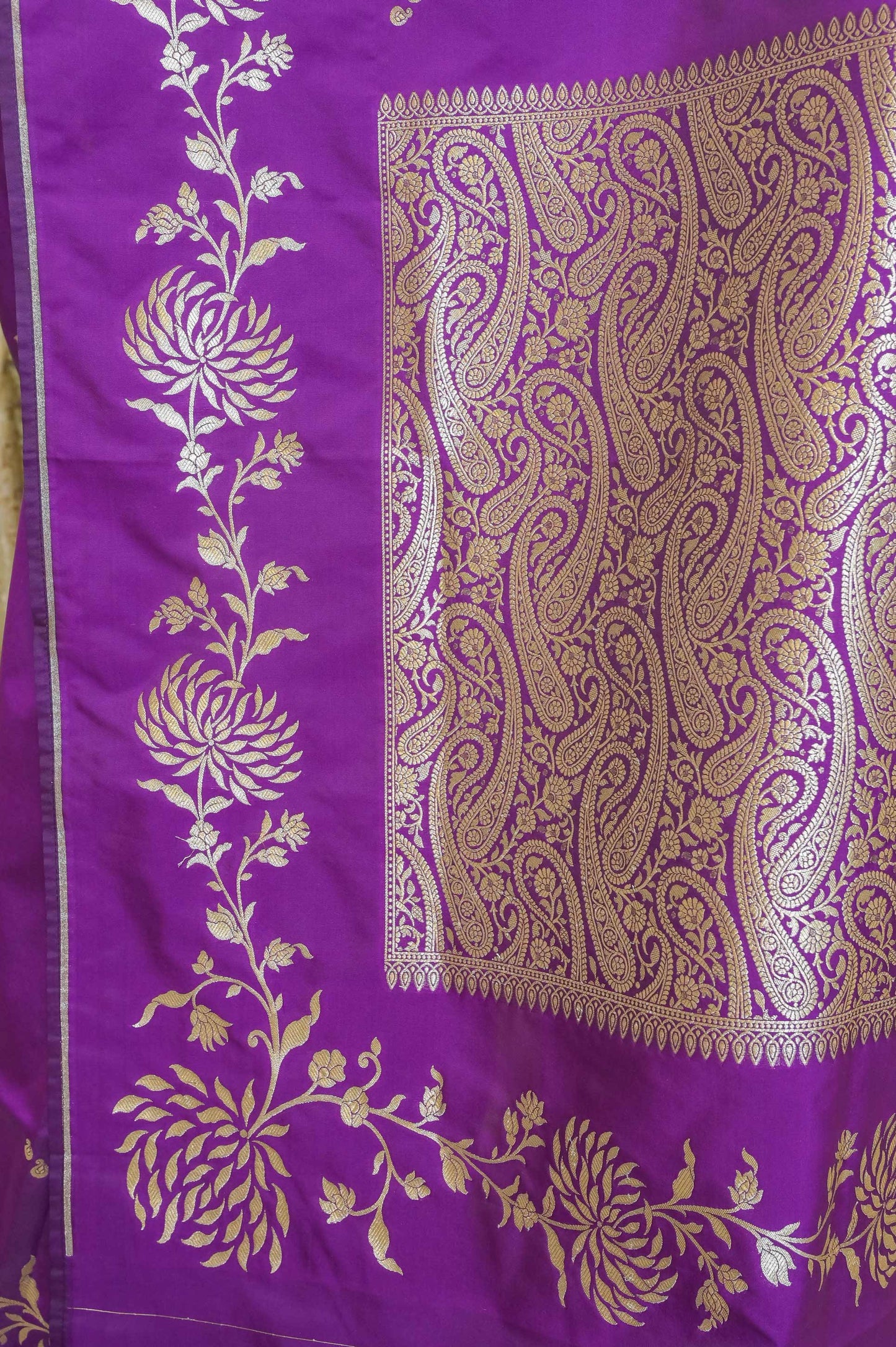 Purple Handcrafted Silk Saree
