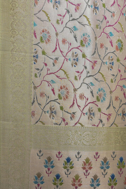 Cream with Pastel Green Paithani Eri Silk Saree