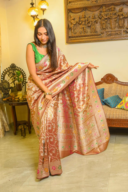 Brown Tissue Silk Saree