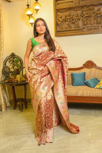Brown Tissue Silk Saree
