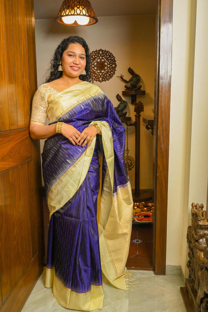 Blue Muga Silk Saree