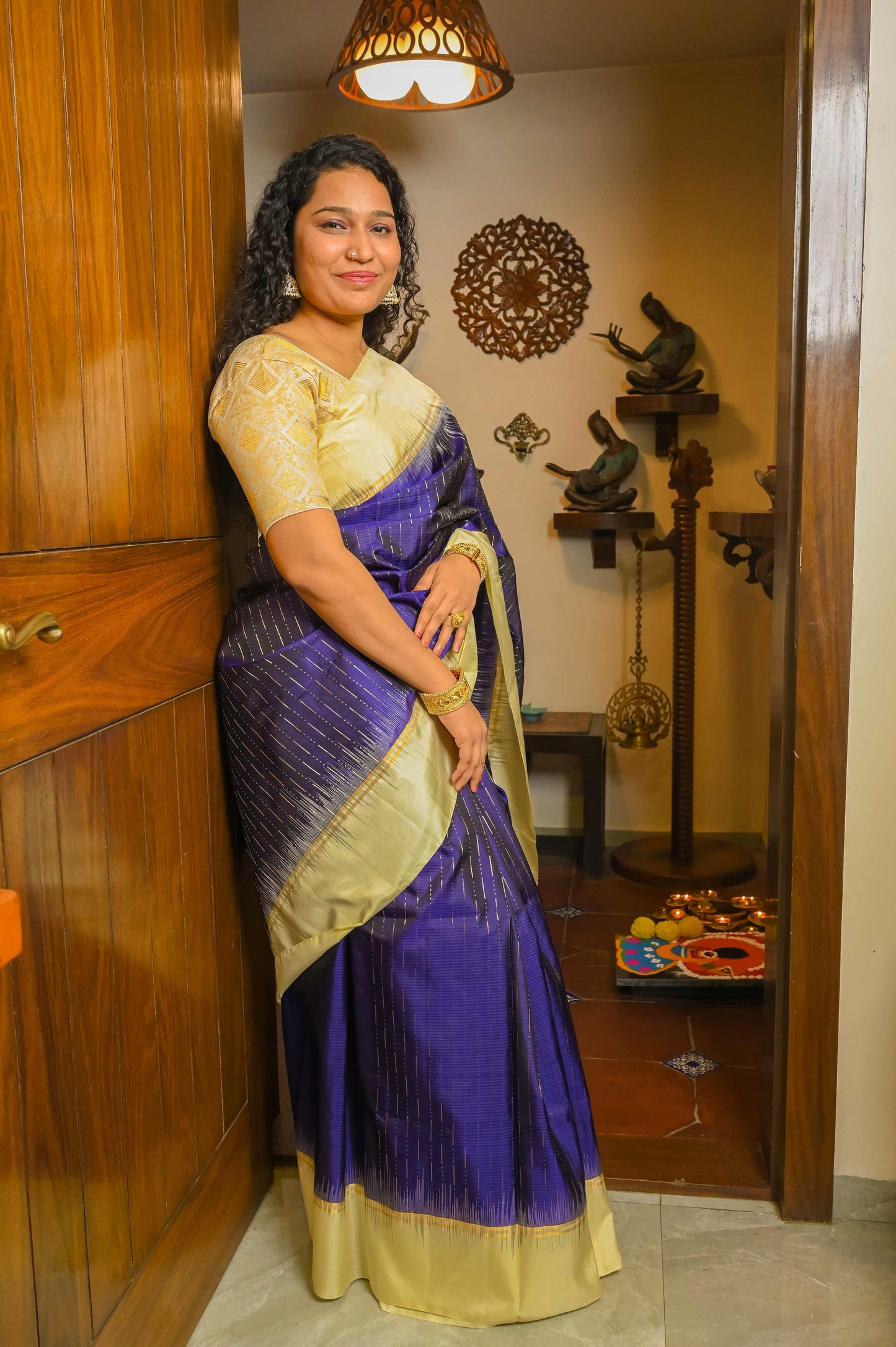 Blue Muga Silk Saree