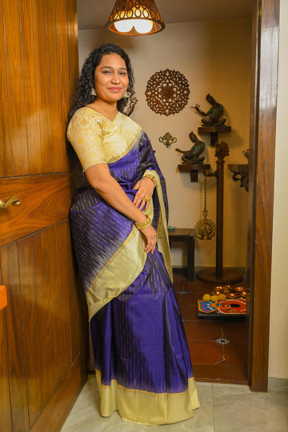 Blue Muga Silk Saree