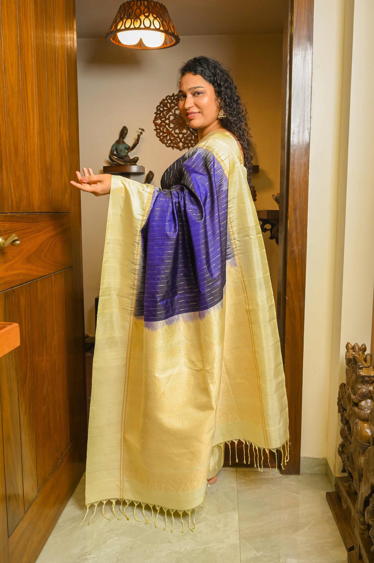 Blue Muga Silk Saree