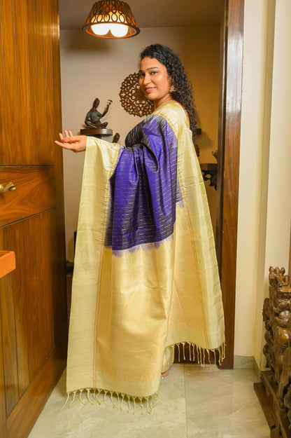 Blue Muga Silk Saree