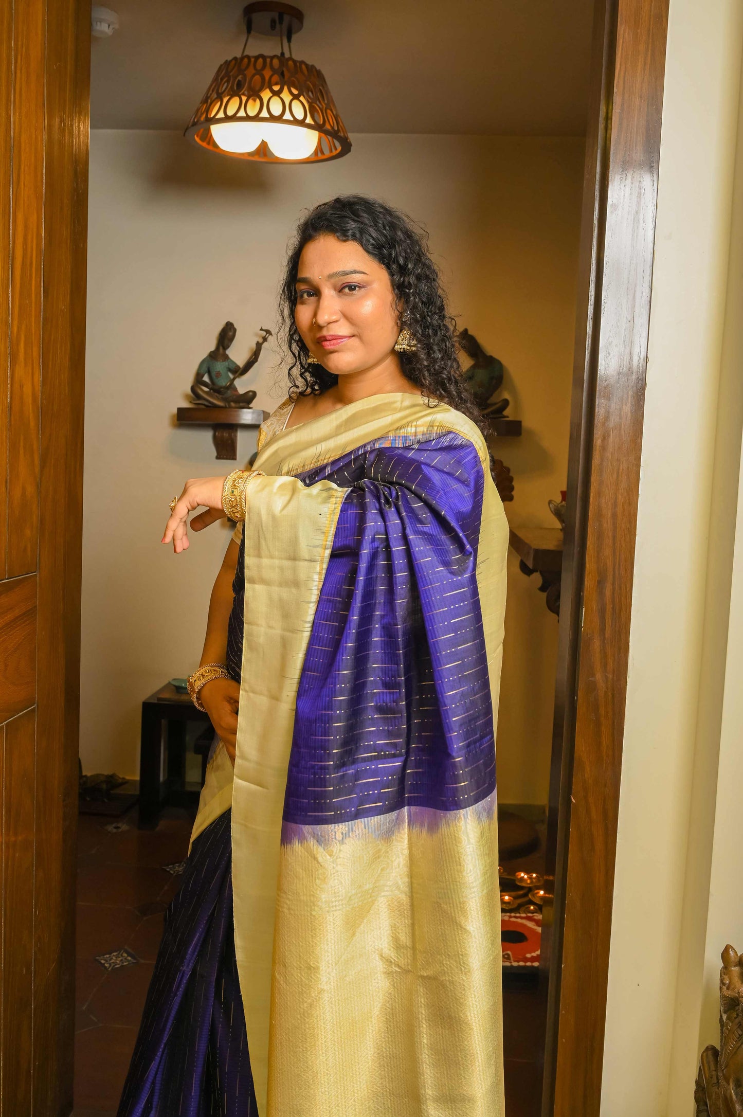 Blue Muga Silk Saree