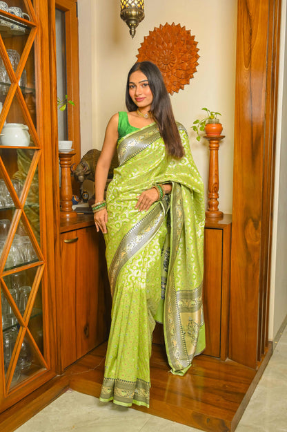 Pista Green and Dark Green Combination Saree