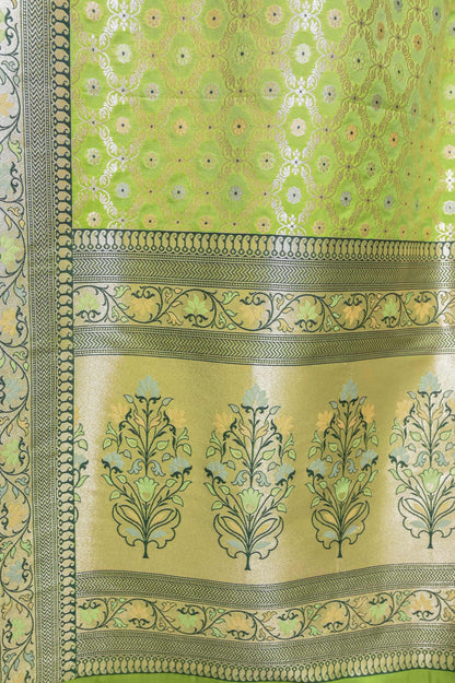 Pista Green and Dark Green Combination Saree