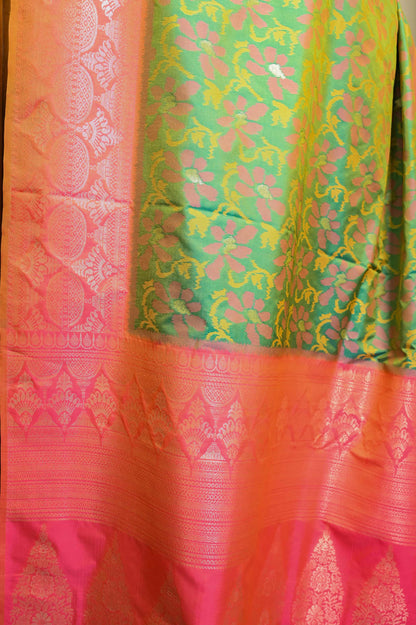 Green and Pink Patola Handloom Saree