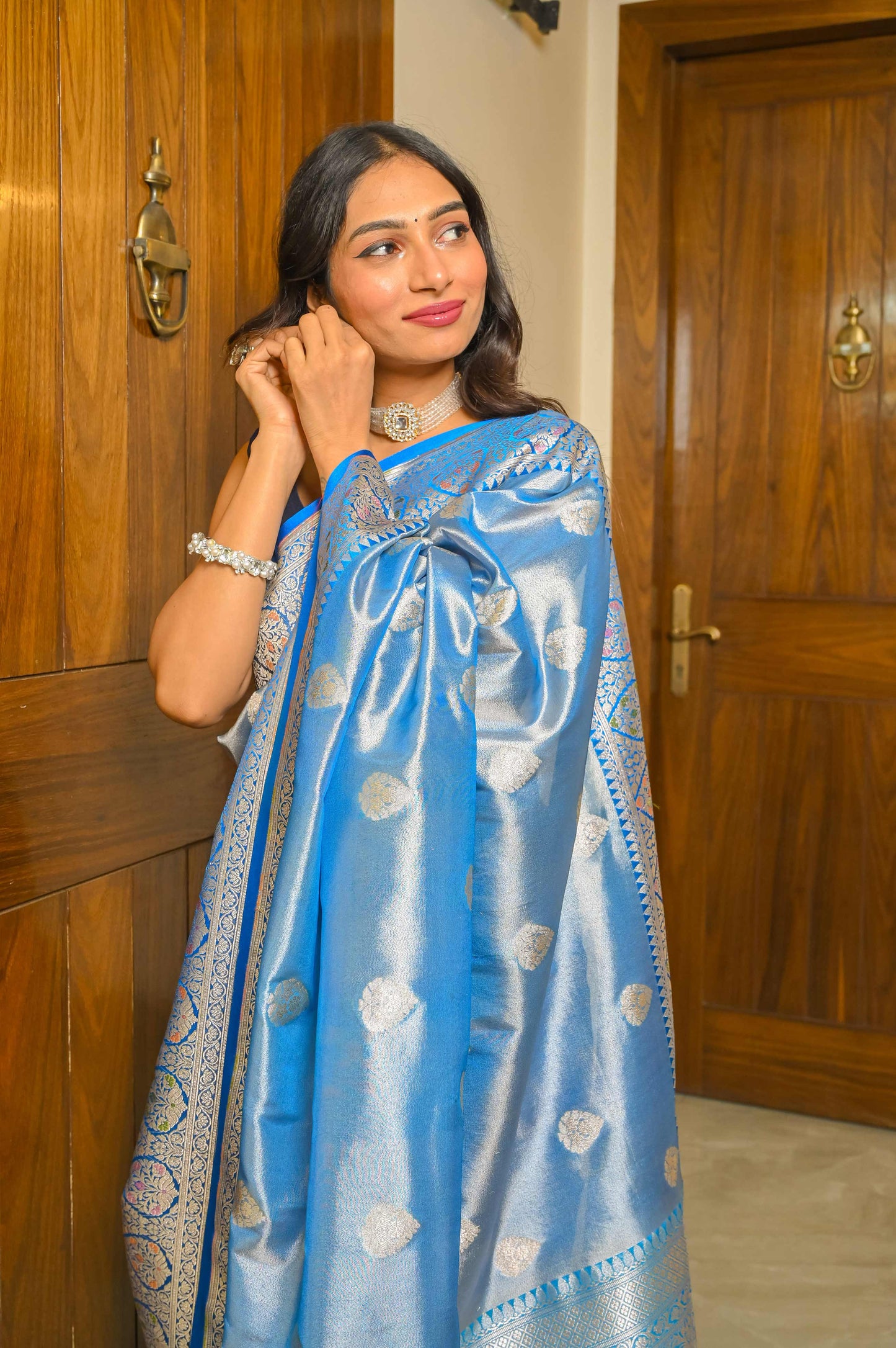 Blue Tissue Silk Saree