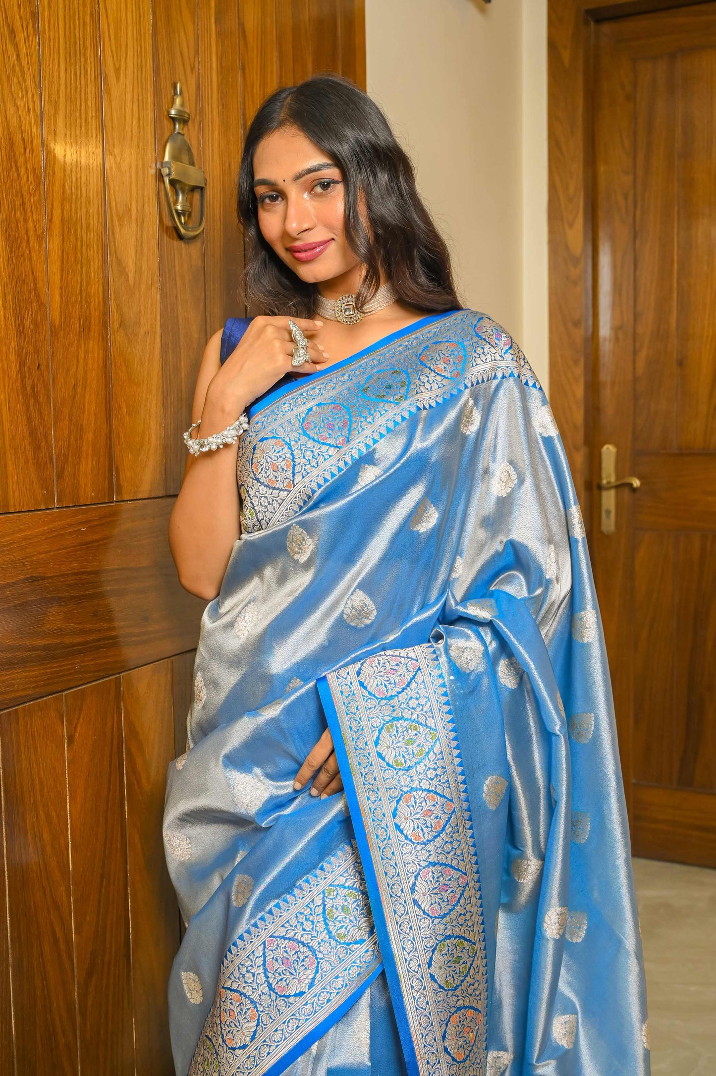 Blue Tissue Silk Saree