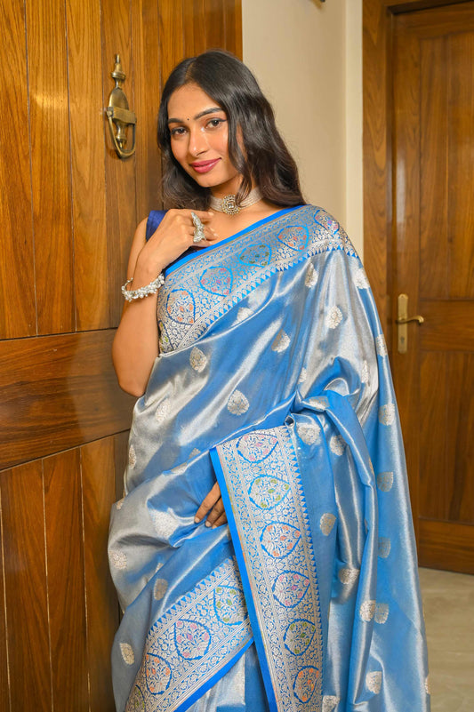 Blue Tissue Silk Saree