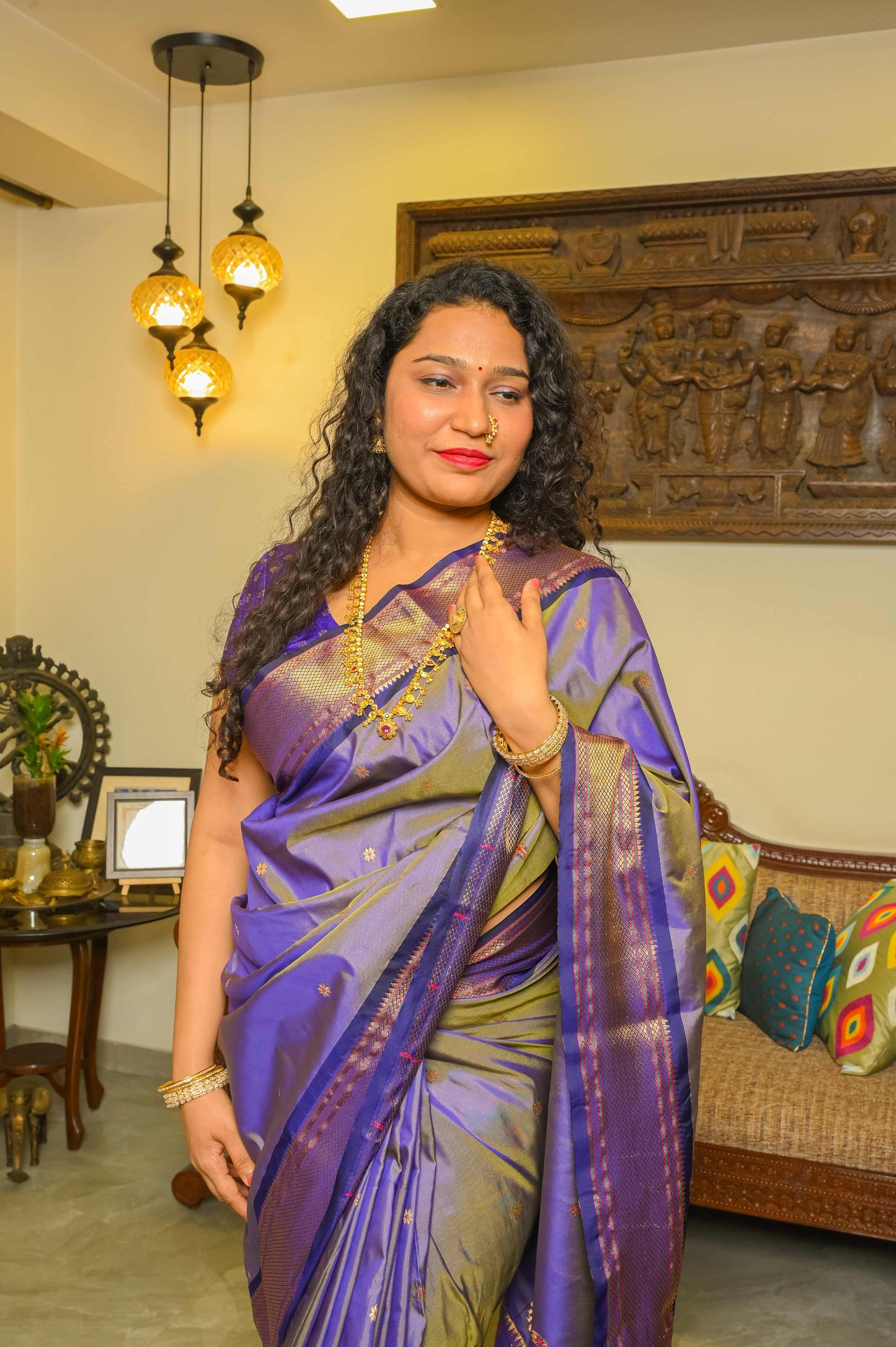 Lavender and Purple Paithani Mulberry Silk Saree