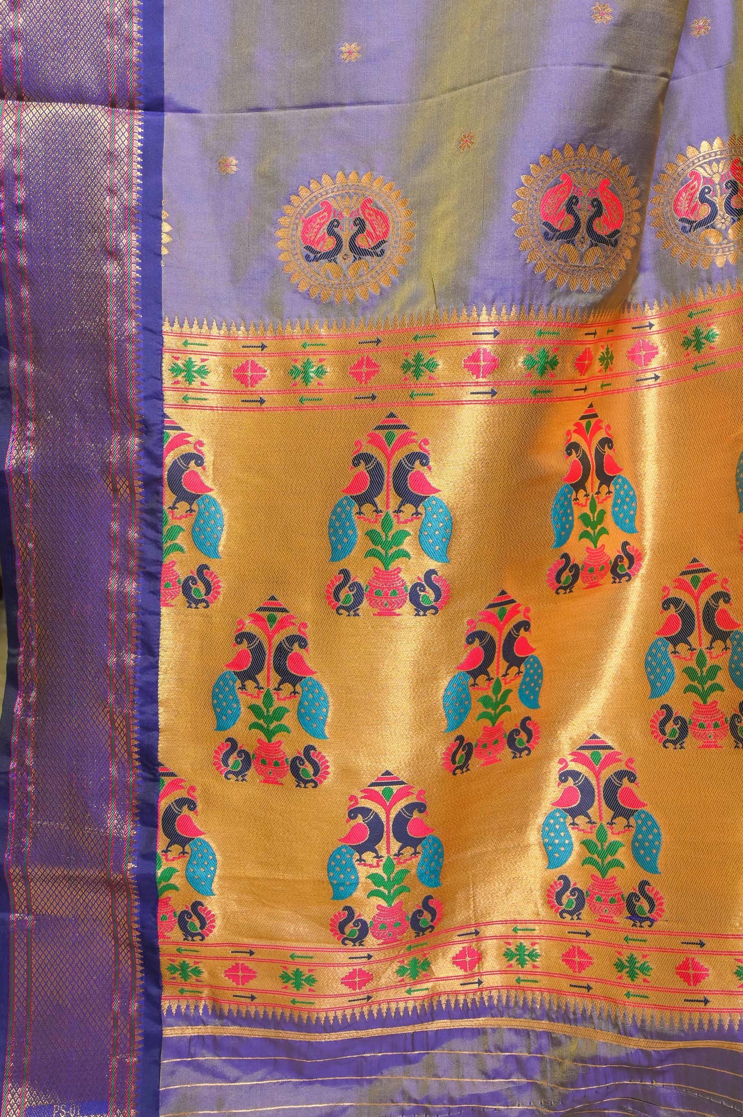 Lavender and Purple Paithani Mulberry Silk Saree
