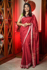 Load image into Gallery viewer, Brick Red Bawan Butti Cotton Saree

