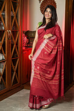 Load image into Gallery viewer, Brick Red Bawan Butti Cotton Saree
