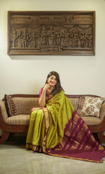Load image into Gallery viewer, Green and Wine Gadwal cotton silk
