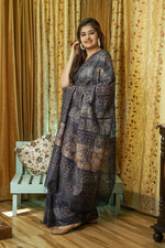 Load image into Gallery viewer, Indigo Blue Batik Cotton Silk Saree
