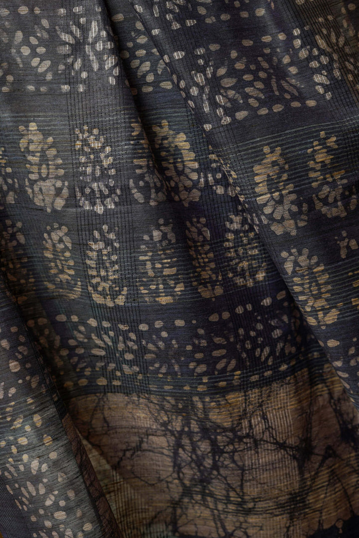 Indigo Blue Batik Cotton Silk Saree