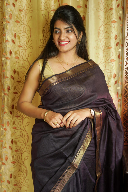 Violet Cotton Silk Saree