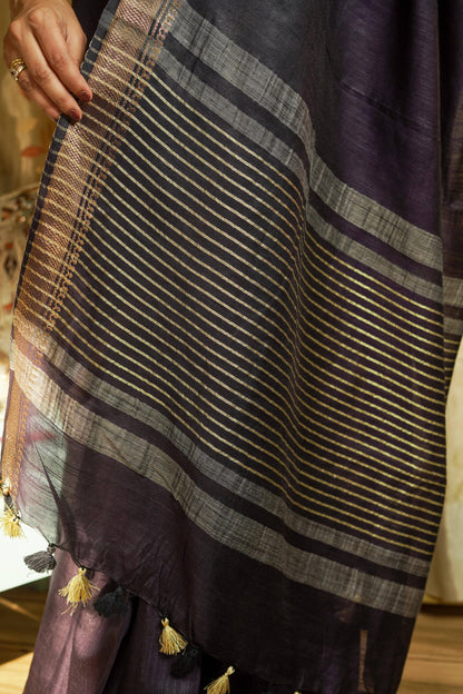 Violet Cotton Silk Saree