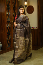 Load image into Gallery viewer, Brown Gachi Tussar Saree

