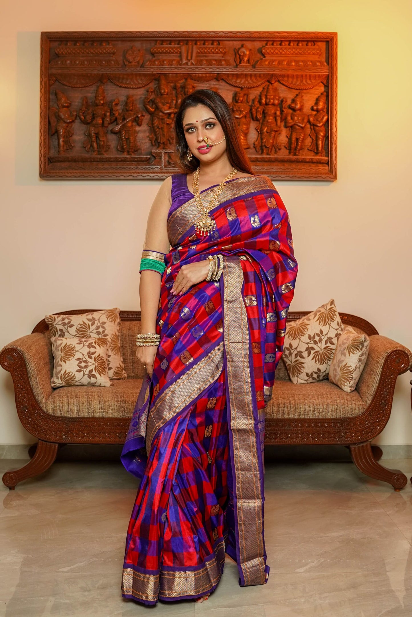 Checkered Handcrafted Paithani