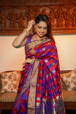 Load image into Gallery viewer, Checkered Handcrafted Paithani

