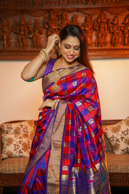 Checkered Handcrafted Paithani