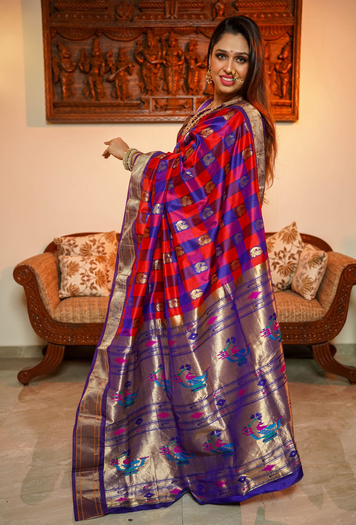 Checkered Handcrafted Paithani