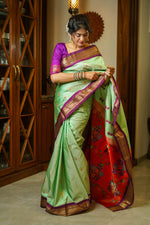 Load image into Gallery viewer, Pista Green Paithani Saree
