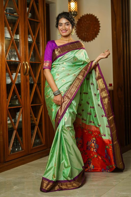 Pista Green Paithani Saree