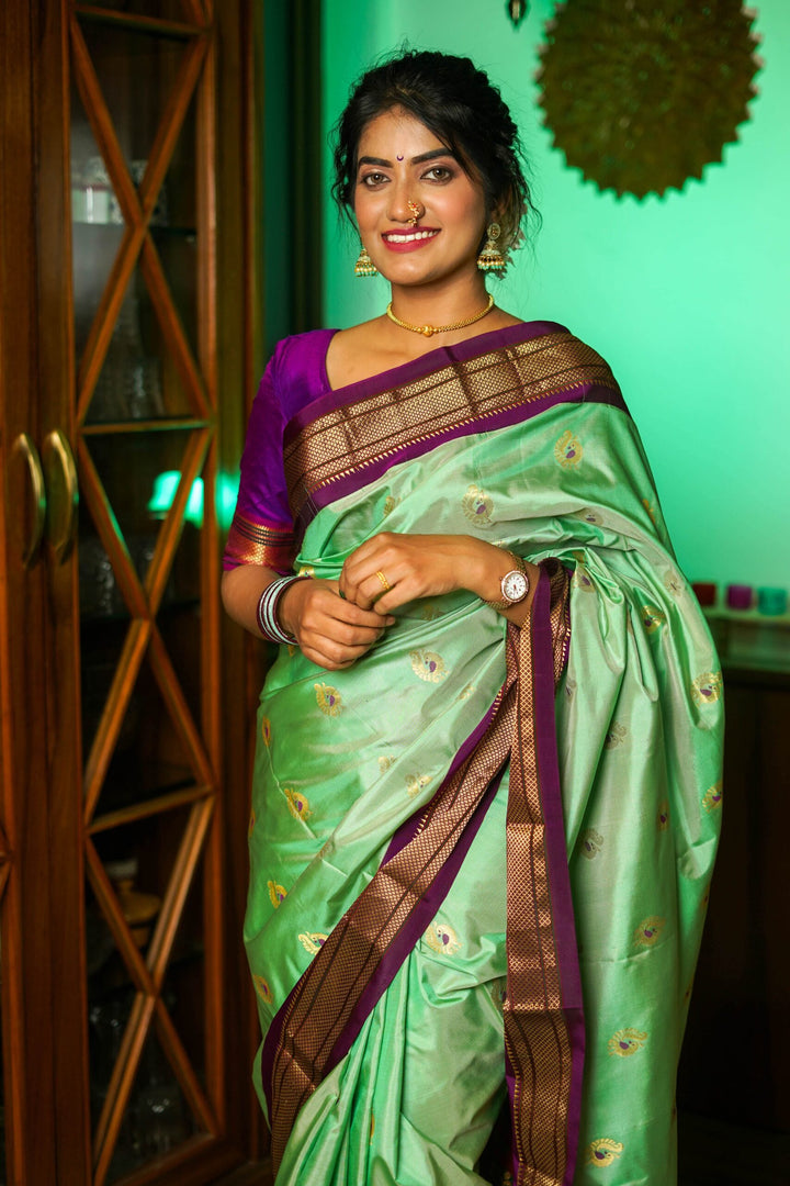 Pista Green Paithani Saree