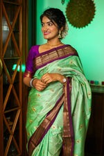 Load image into Gallery viewer, Pista Green Paithani Saree
