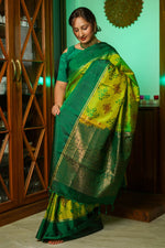 Load image into Gallery viewer, Green Pochampally Silk Saree
