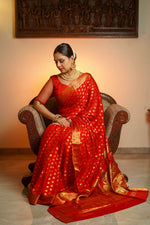 Load image into Gallery viewer, Red Georgette Saree
