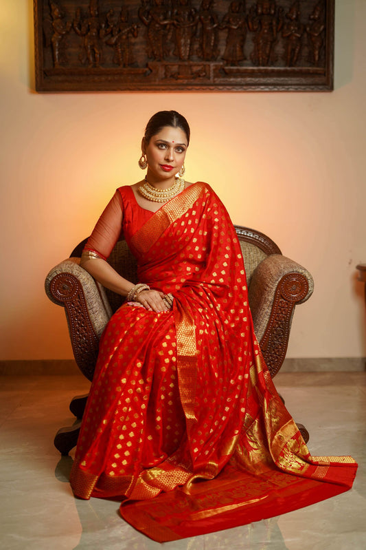 Red Georgette Saree