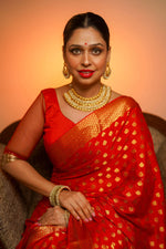 Load image into Gallery viewer, Red Georgette Saree
