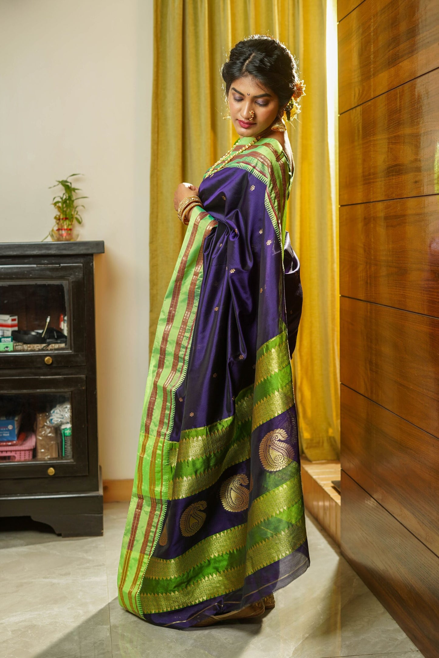 Indigo Narayanpeth Silk Saree