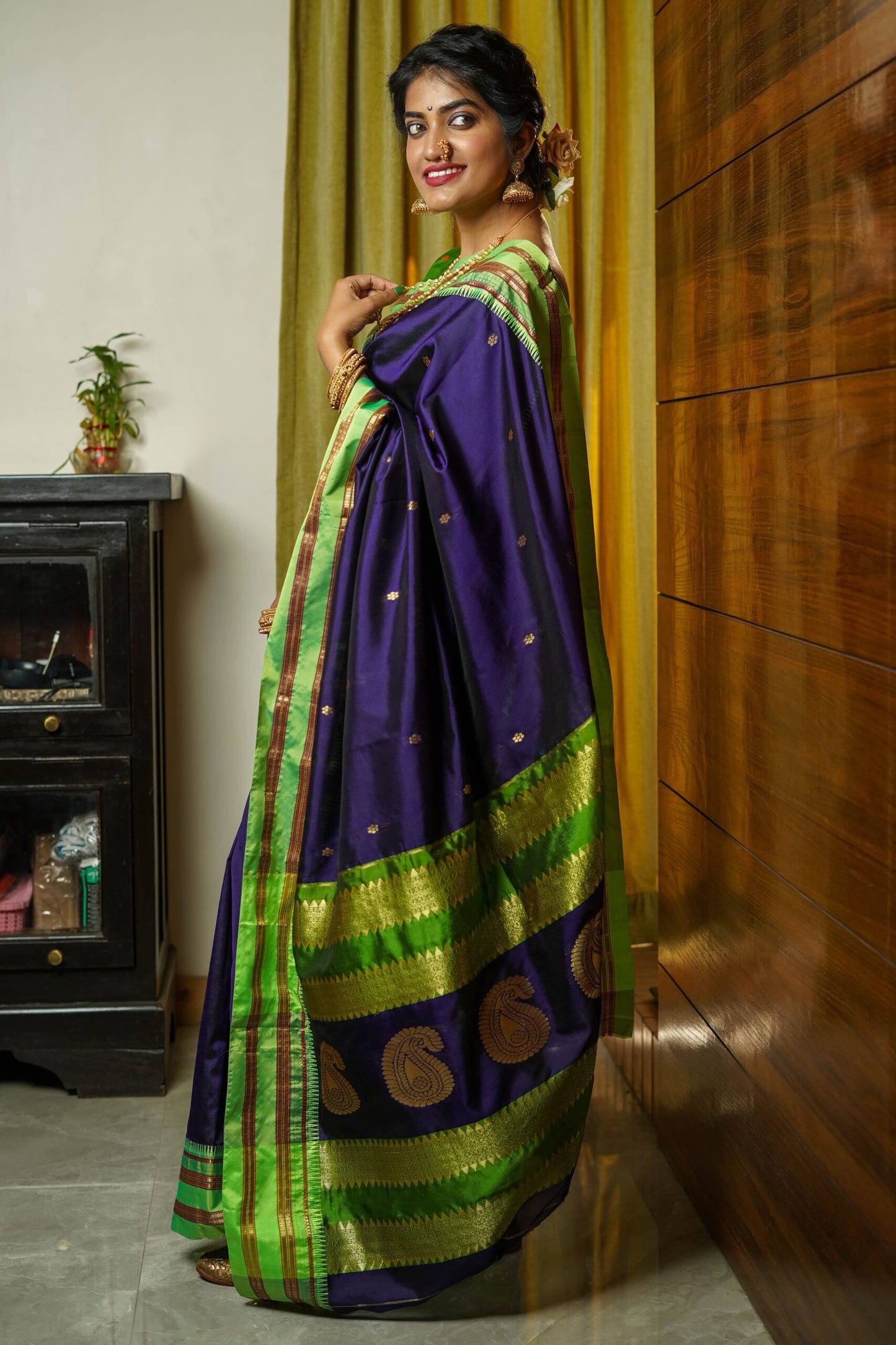 Indigo Narayanpeth Silk Saree