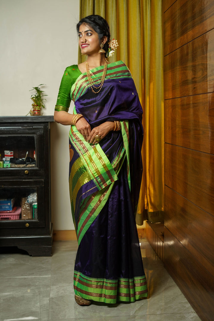 Indigo Narayanpeth Silk Saree