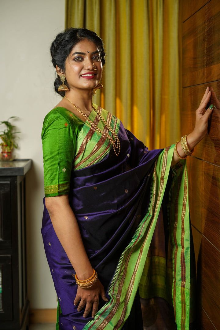 Indigo Narayanpeth Silk Saree