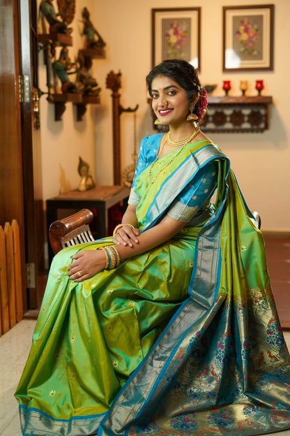 Green Paithani Silk Saree